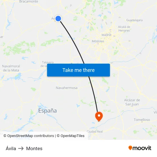 Ávila to Montes map
