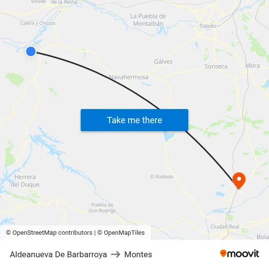 Aldeanueva De Barbarroya to Montes map