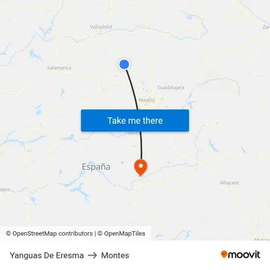 Yanguas De Eresma to Montes map