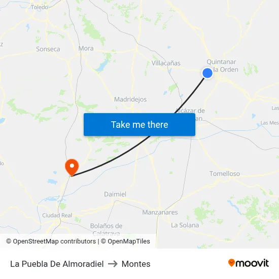 La Puebla De Almoradiel to Montes map