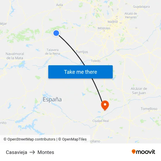 Casavieja to Montes map