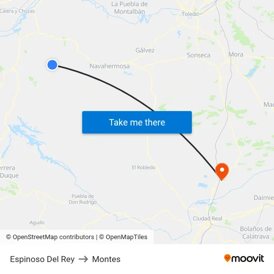 Espinoso Del Rey to Montes map