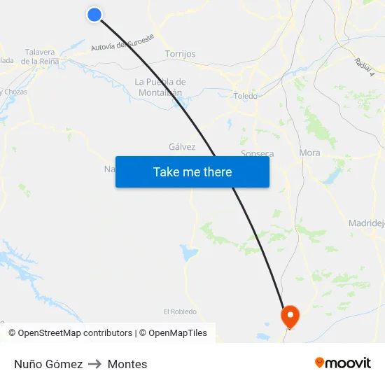 Nuño Gómez to Montes map