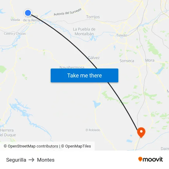 Segurilla to Montes map