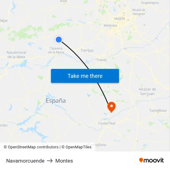 Navamorcuende to Montes map