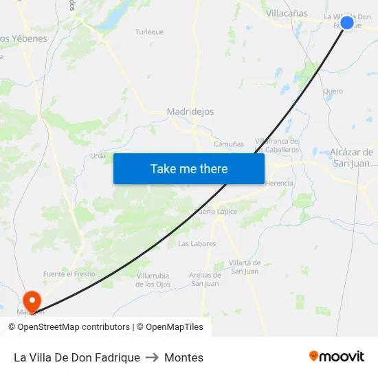 La Villa De Don Fadrique to Montes map