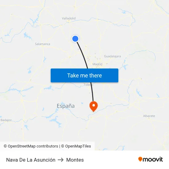 Nava De La Asunción to Montes map