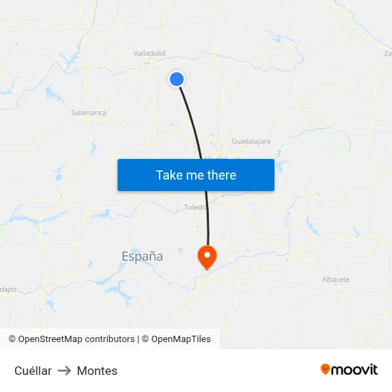 Cuéllar to Montes map