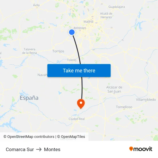 Comarca Sur to Montes map