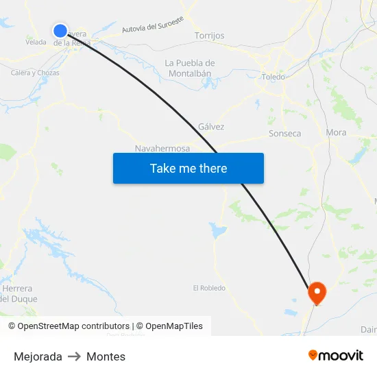 Mejorada to Montes map