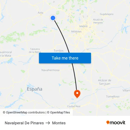 Navalperal De Pinares to Montes map