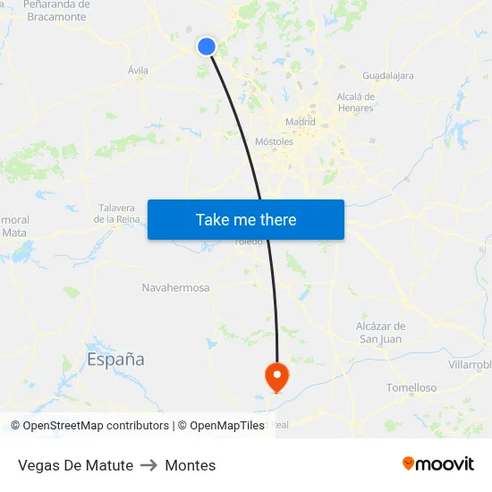 Vegas De Matute to Montes map
