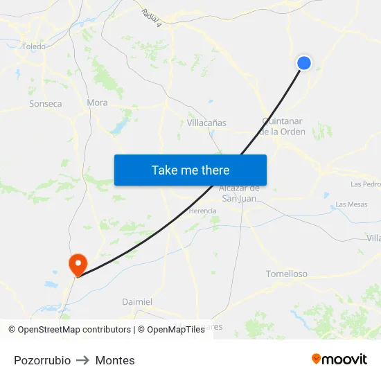 Pozorrubio to Montes map