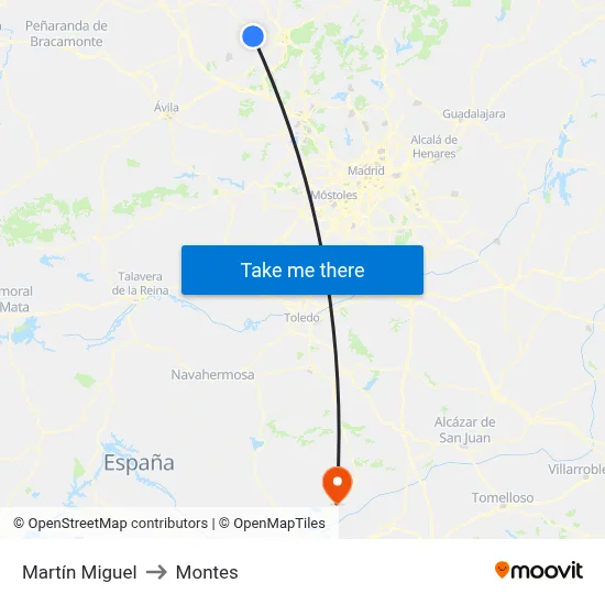 Martín Miguel to Montes map