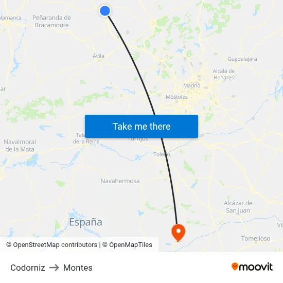 Codorniz to Montes map