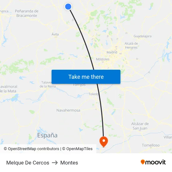 Melque De Cercos to Montes map