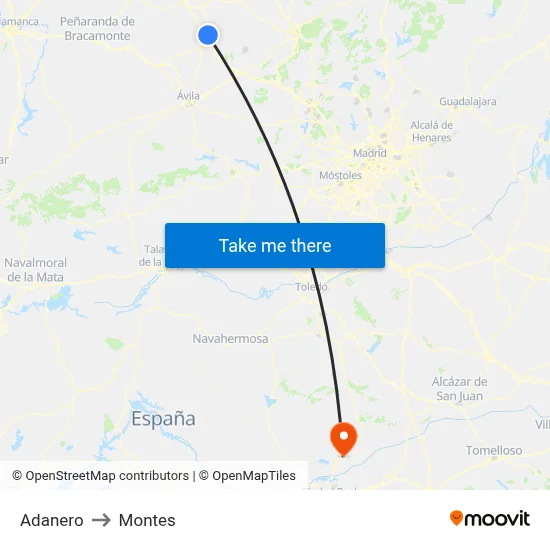 Adanero to Montes map