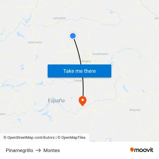 Pinarnegrillo to Montes map