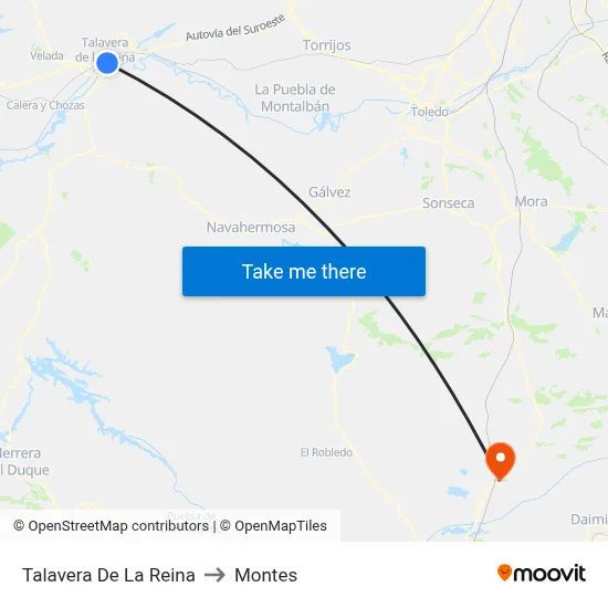 Talavera De La Reina to Montes map