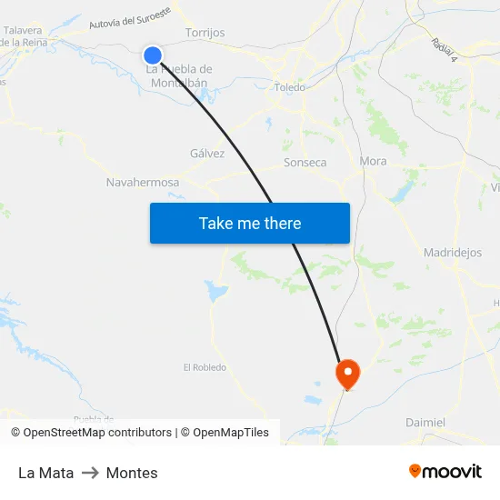 La Mata to Montes map