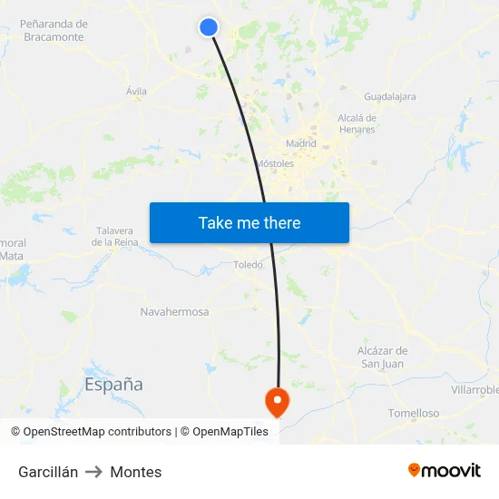 Garcillán to Montes map
