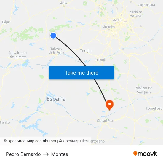 Pedro Bernardo to Montes map