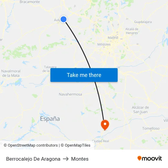 Berrocalejo De Aragona to Montes map