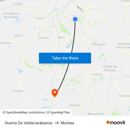 Huerta De Valdecarábanos to Montes map