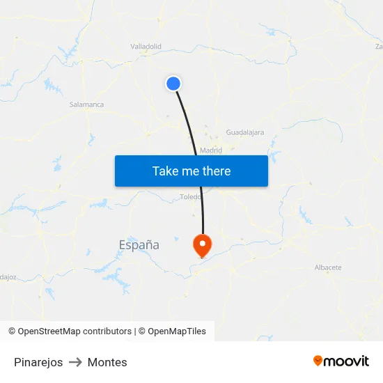 Pinarejos to Montes map
