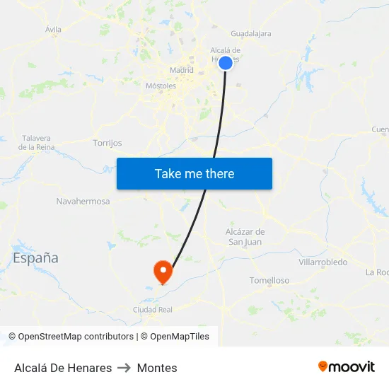 Alcalá De Henares to Montes map
