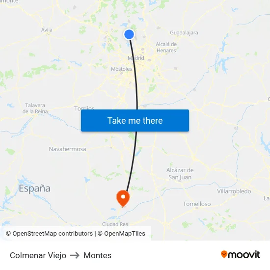 Colmenar Viejo to Montes map