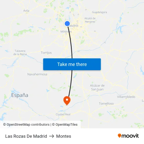 Las Rozas De Madrid to Montes map