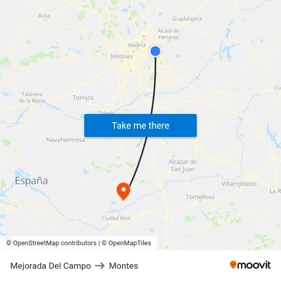 Mejorada Del Campo to Montes map