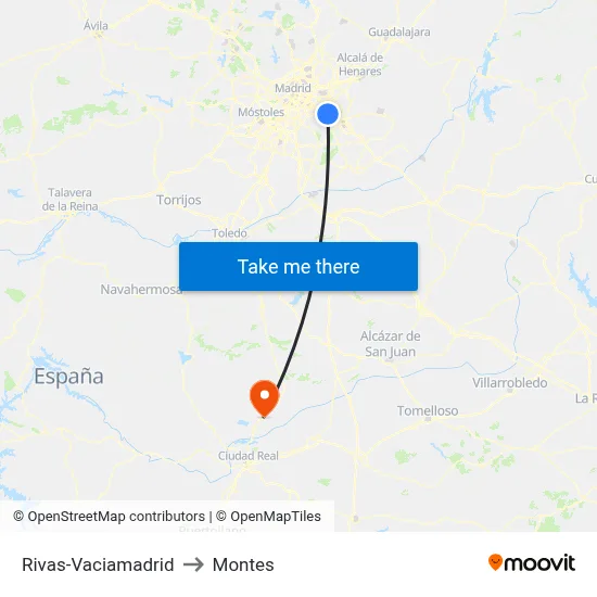 Rivas-Vaciamadrid to Montes map