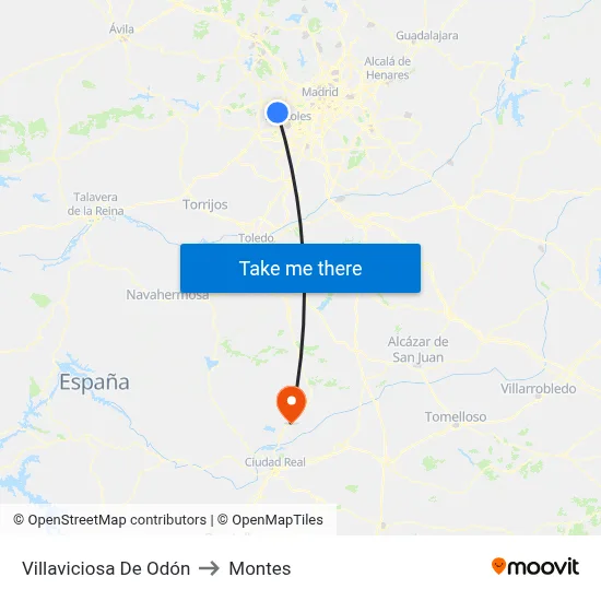 Villaviciosa De Odón to Montes map
