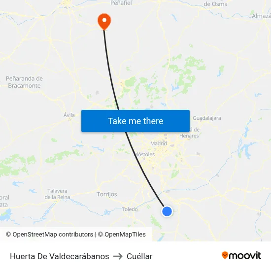 Huerta De Valdecarábanos to Cuéllar map