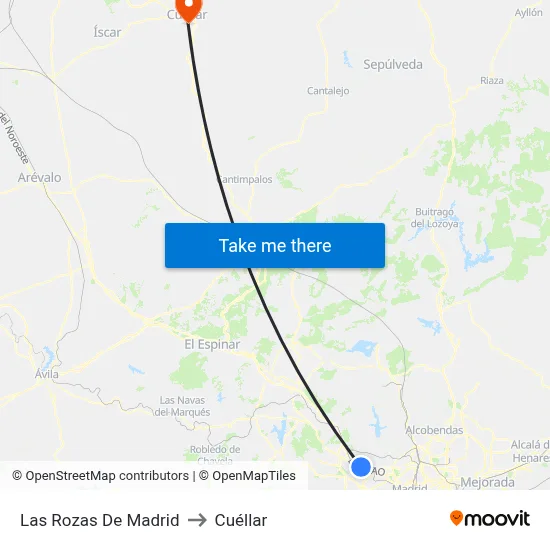 Las Rozas De Madrid to Cuéllar map