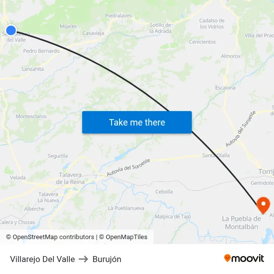 Villarejo Del Valle to Burujón map