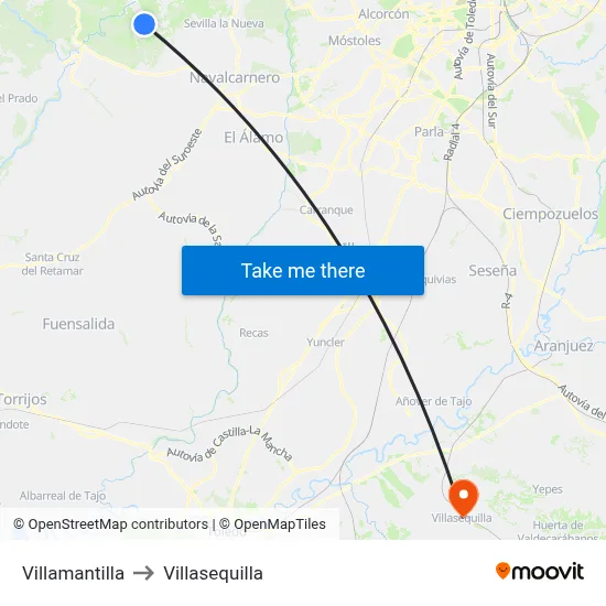 Villamantilla to Villasequilla map