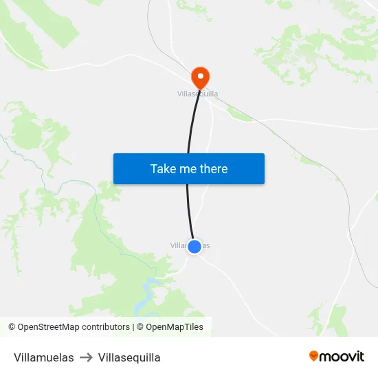 Villamuelas to Villasequilla map