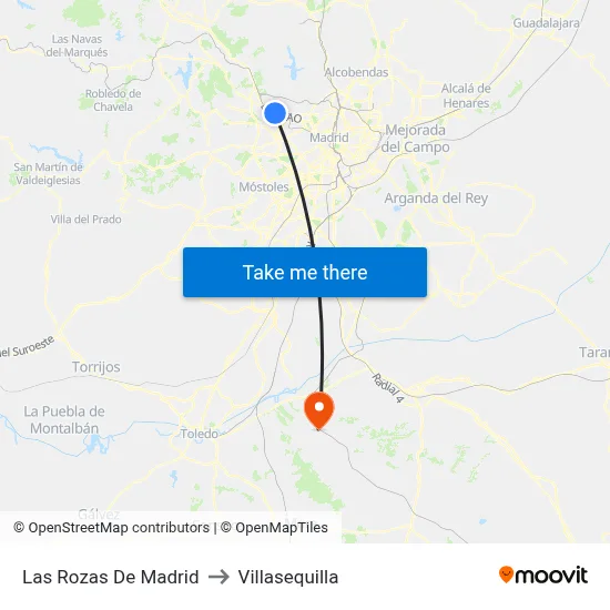 Las Rozas De Madrid to Villasequilla map