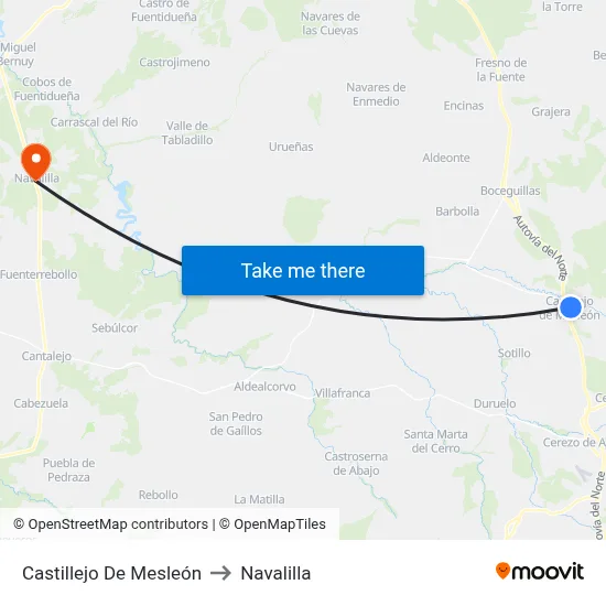 Castillejo De Mesleón to Navalilla map