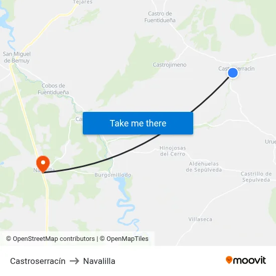 Castroserracín to Navalilla map
