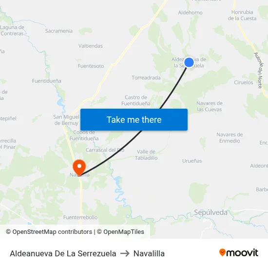 Aldeanueva De La Serrezuela to Navalilla map