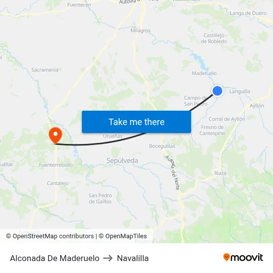 Alconada De Maderuelo to Navalilla map