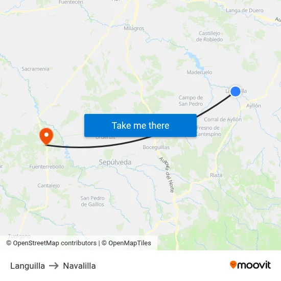 Languilla to Navalilla map