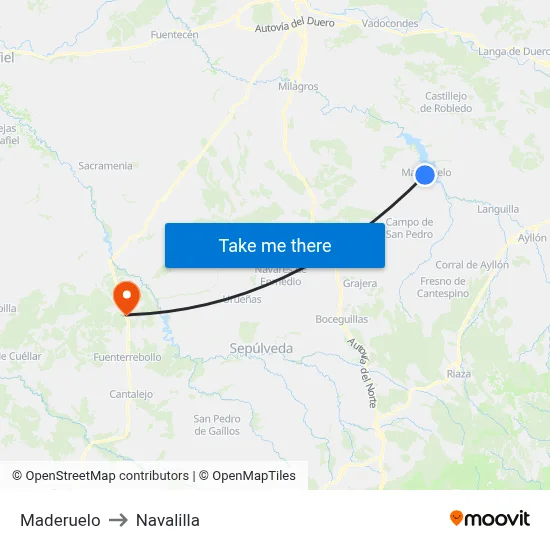 Maderuelo to Navalilla map