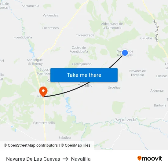 Navares De Las Cuevas to Navalilla map