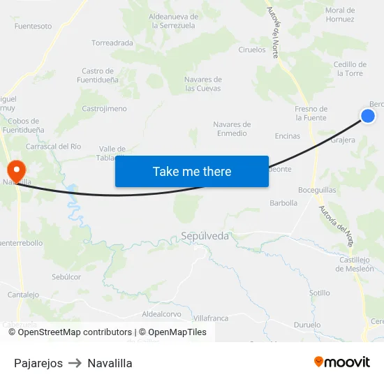 Pajarejos to Navalilla map
