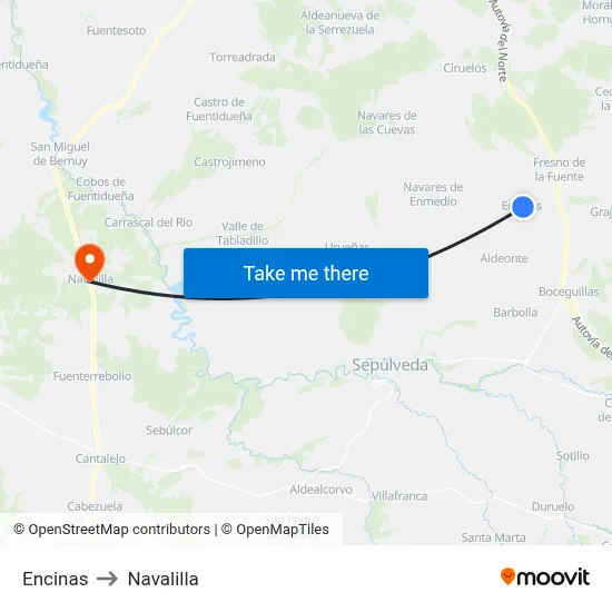 Encinas to Navalilla map